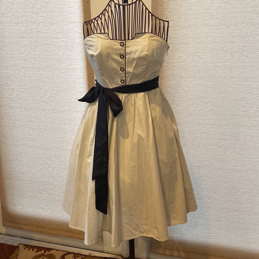 Anthropologie Girls from Savoy cream and black polka dot Novella dress - Picture 2 of 12